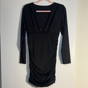 Plunge Neck Side Ruched Dress